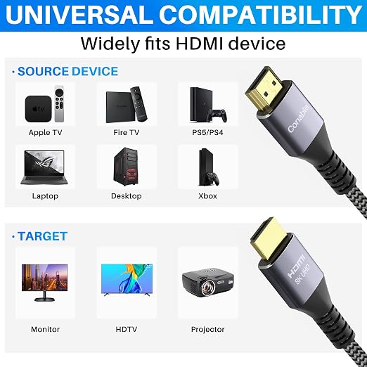 8K HDMI 2.1 Cable, Real Certified Cable, Ultra HD Braided Cord, Supports - Image 6