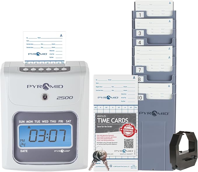 Pyramid Time Systems Small Business 2500 Time Clock Bundle, Unlimited Employees by Pyramid+Time+Systems