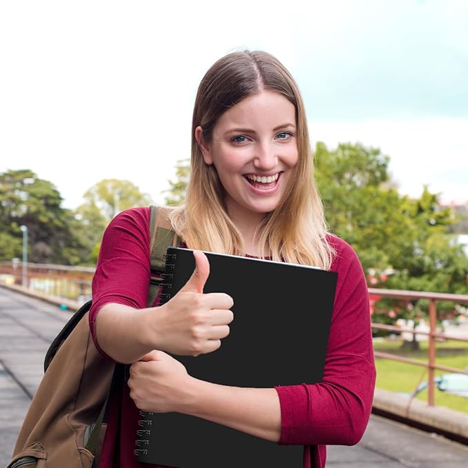 Graph Paper Spiral Notebook-A4 Grid Journal 8.5" x 11" - 4 Pack 160 Pages 100GSM Thick Paper Large Hardcover Notebooks for Note Taking Engineering Graphing Work School Supplies,Black