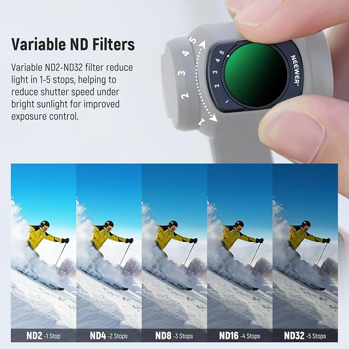 NEEWER HD Variable ND + CPL + Black Diffusion 1/4 Filter Set - Image 3
