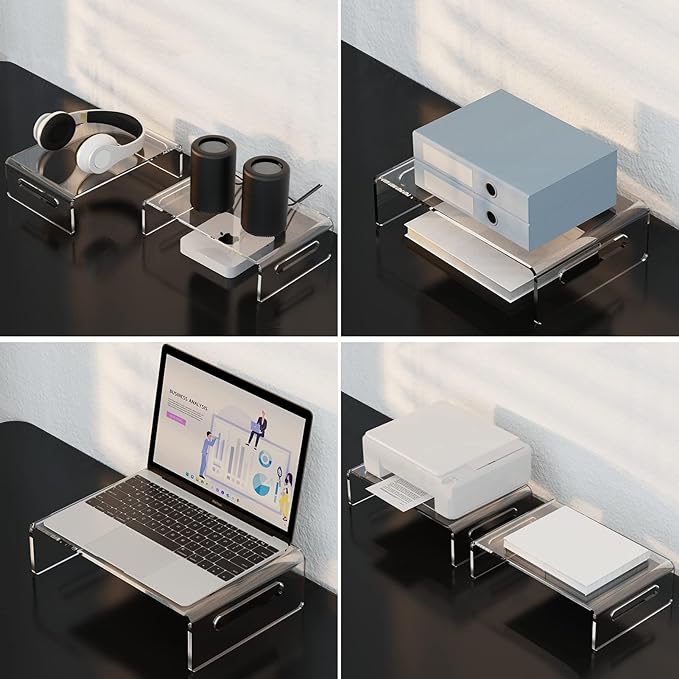 Zimilar 2 Pack Monitor Stand Riser, Acrylic Monitor Stand for Computer, Laptop, Printer, Notebook, Premium Clear Laptop Stand Acrylic Monitor Riser for Home Office, Monitor Stands for 2 Monitors