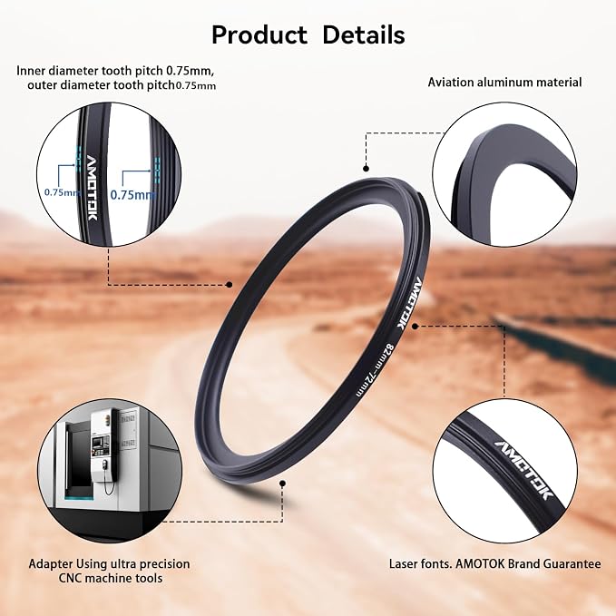 82mm Lens to 72mm Camera Lens Adapter, 82mm to 72mm Filter Step-Down Ring - Image 3