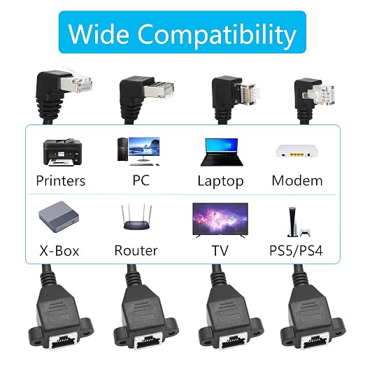 2Pcs 90 Degree Cat6 Ethernet Extension Cable 1FT, Left Angle RJ45 Male to - Image 6