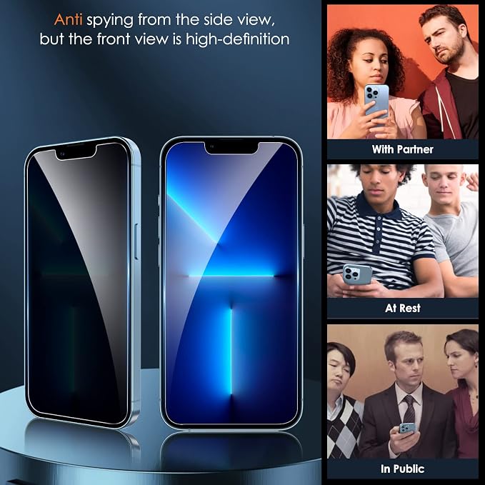 YMHML 2 Pack for iPhone 14 Plus/iPhone 13 Pro Max Privacy Screen Protector - Image 3