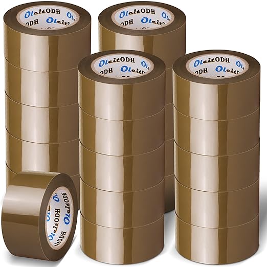 36 Rolls Brown Packing Tape with Dispenser, 1.88" X 60 yd Shipping Tape Bulk, Total 2160 yards, 2.6 mil, 3" Core, Tan Packing Tape Refills, Carton Sealing Tape for Moving Boxes, Package, Mailing