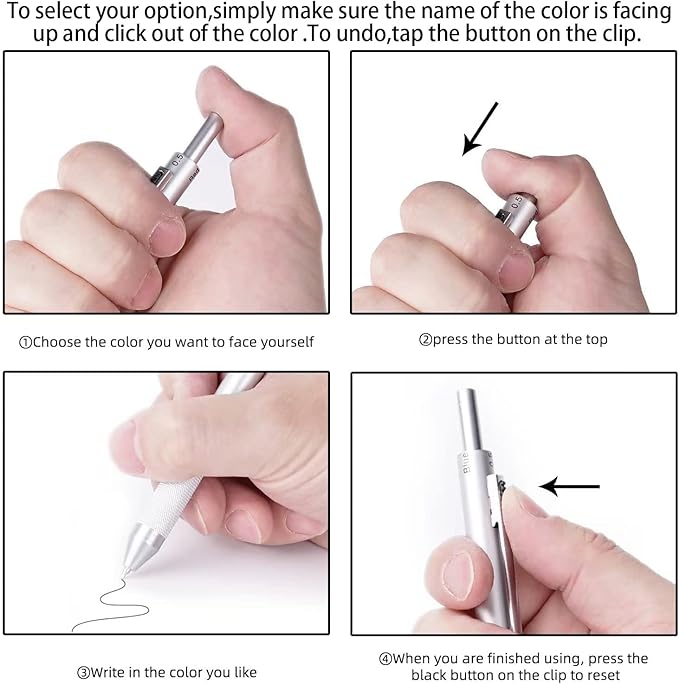 4-in-1 Four-Color Multifunctional Pen, Black/Red/Blue Ballpoint Pen and 0.5mm Mechanical Pencil, Metal Case Pen, Great Gift for Friends, Loved Ones (Rose Gold)