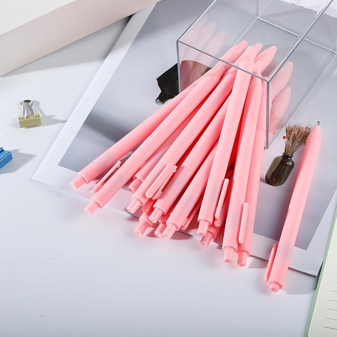 100 Pack Ballpoint Pens,Black Ink Retractable Ballpoint Pens,Comfortable Grip,Smooth Writing Pen,Medium Point 1.0mm Click Pen for Office, Home(Pink)