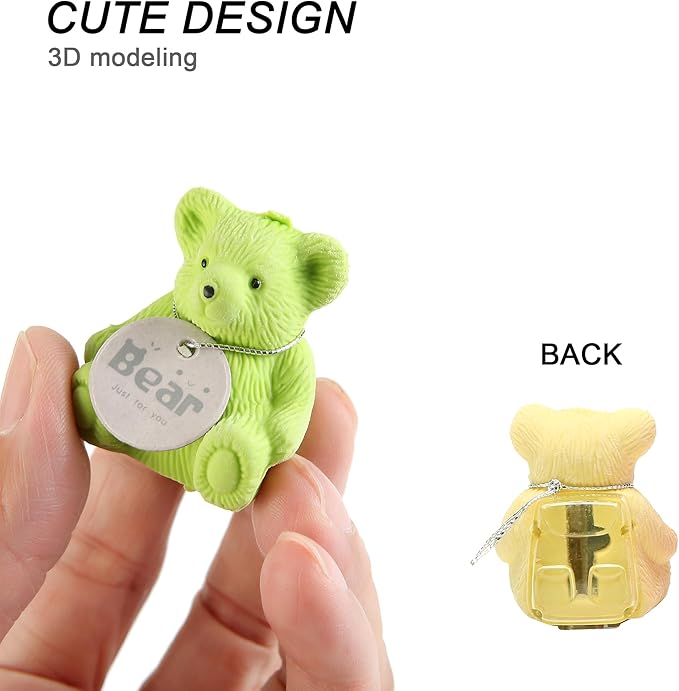 8Pcs Cute Backpack Bear Erasers Desk Pets for Kids, Kawaii Fun Animal Erasers with Pencil Sharpener for School Classroom Supplies Prize Gifts Party Favors