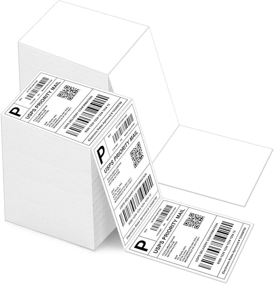 4x6 Thermal Labels - Waterproof Shipping Stickers for Thermal Printers, All-Purpose Label Stickers, White, 1000/Pack (2-Pack)