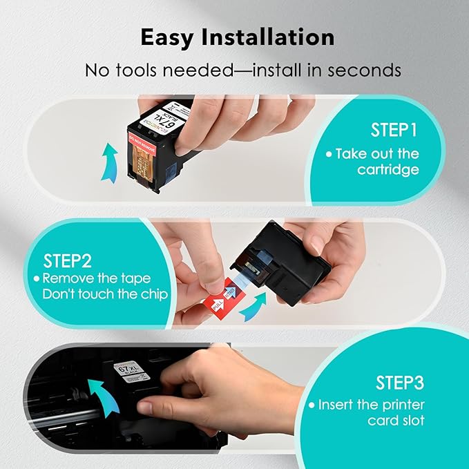 EcoVictor Remanufactured 67XL Ink Cartridge Replacement for HP Ink 67 XL HP67XL Black and Color Combo 2 Pack for DeskJet 4155e 2755e 2700 2700e 4100 4100e 2320 Envy 6000 6055 6400 6055e 6455e Printer