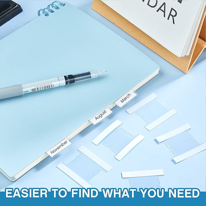 Insertable Self Adhesive Tabs with Printable Inserts, 1 Inch Clear Index Tabs Sticky Plastic Divider Planner on File Folder and Inserts for Book Page(50 Pieces)