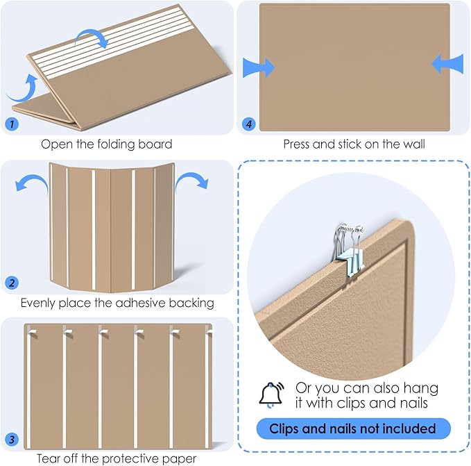 MaxGear Extra Large Bulletin Board 72" x 48", Foldable Felt Board Vision Board Supplies, Cork Board for Office, Home, School, Small Pin Boards for Walls Decorative Display Board Beige Brown