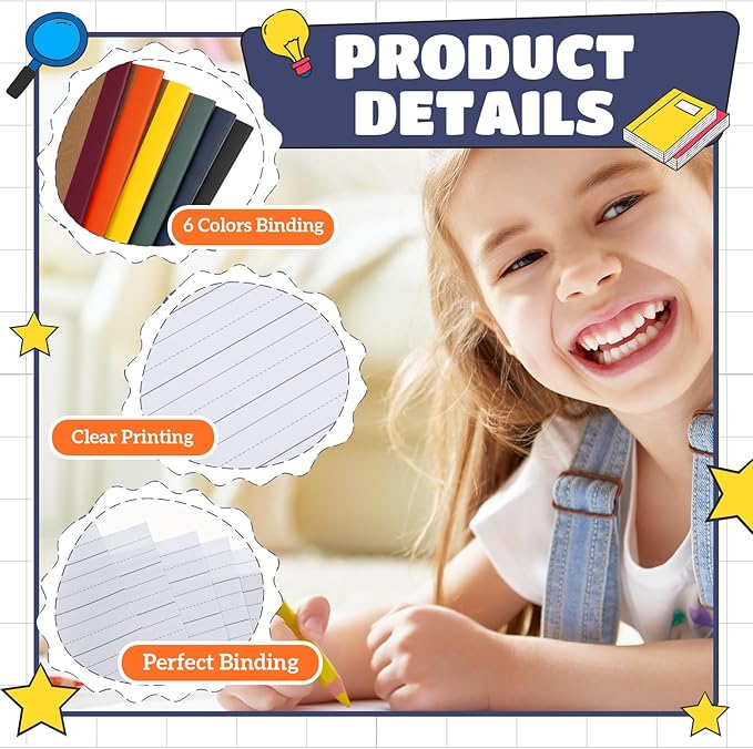 Henoyso 20 Pcs Primary Composition Notebook 9 3/4 x 7 1/2 Inch Kids Journal, Back to School Supplies, K-2 Primary Writing Notebook for Kids Student Draw and Write Story Journal (Jewel Tone Color)