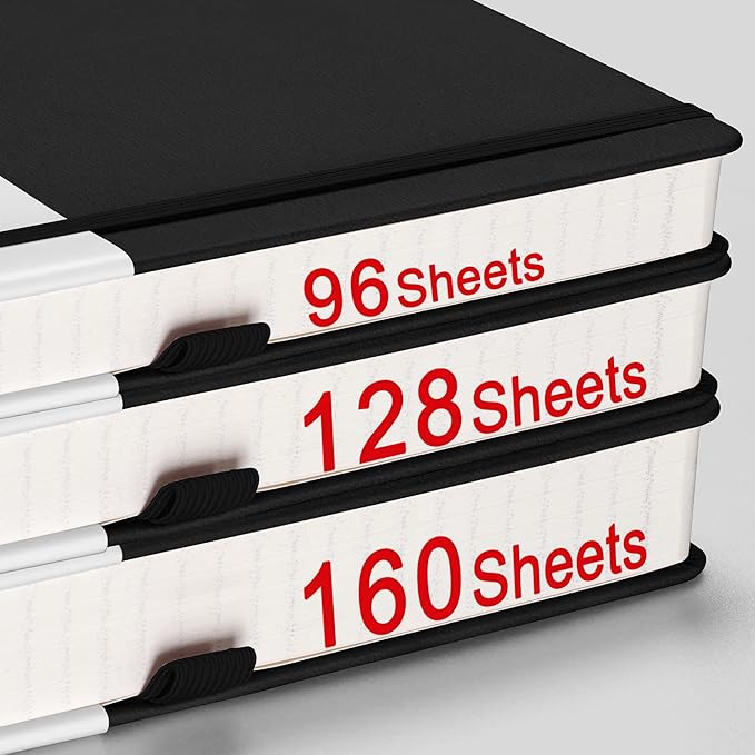 AHGXG Graph Paper Notebook - 320 Pages Grid Notebook Thick Journal A5, 100gsm Thick Graph Paper, Leather Hardcover, Inner Pocket,5.75'' × 8.38''- Black