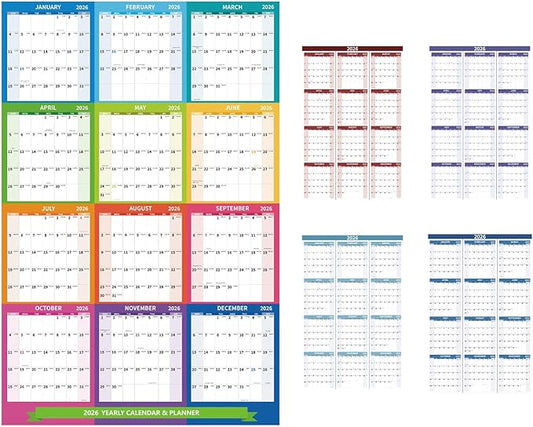 2026 Wall Calendar 34.8" x 22.8" Large Vertical Yearly Wall Hanging Calenda with Julian Date Thick Paper Calendar 12 Month Annual Wall Planner for Wall Office Fridge(Colorful)