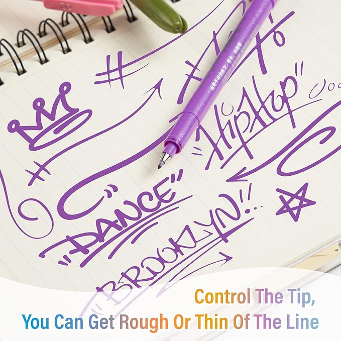 Felt Tip Pens, 15pcs Calligraphy pen Assorted Colors Sign Brush Pen Art Brush Marker Water Based Journaling Pen Set for Beginners Beginner Adult Lettering, Calligraphy (15pcs)