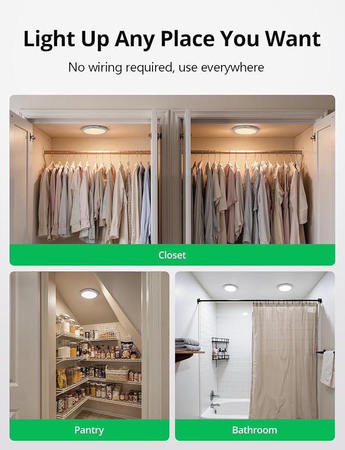Bojim Wireless Waterproof Shower Light Rechargeable Motion Sensor Closet - Image 8