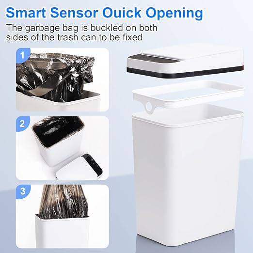 Anborry Bathroom Smart Touchless Trash Can 2.2 Gallon Automatic Motion Sensor - Image 6