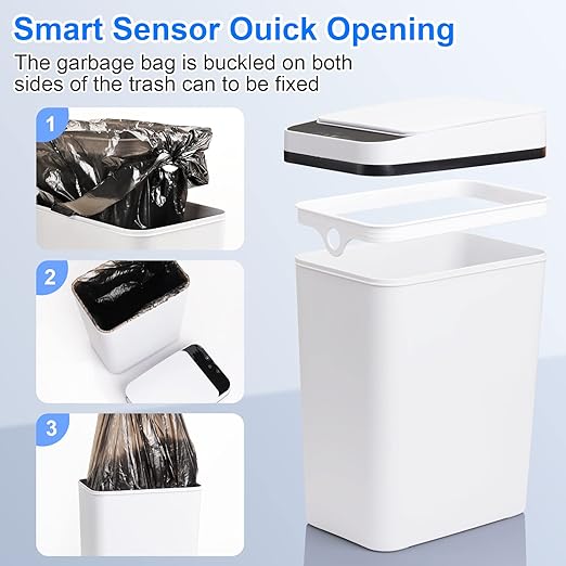 Anborry Bathroom Automatic Trash Can 3 Pack 2.2 Gallon Motion Sensor Touchless - Image 6