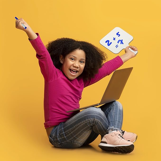 Flipside Products Rectangular Dry Erase Answer Paddles w/Black Dry Erase Marker and Erasers, Auction, Handheld Whiteboard, Handle Response Board, 72 Pieces, Set of 24