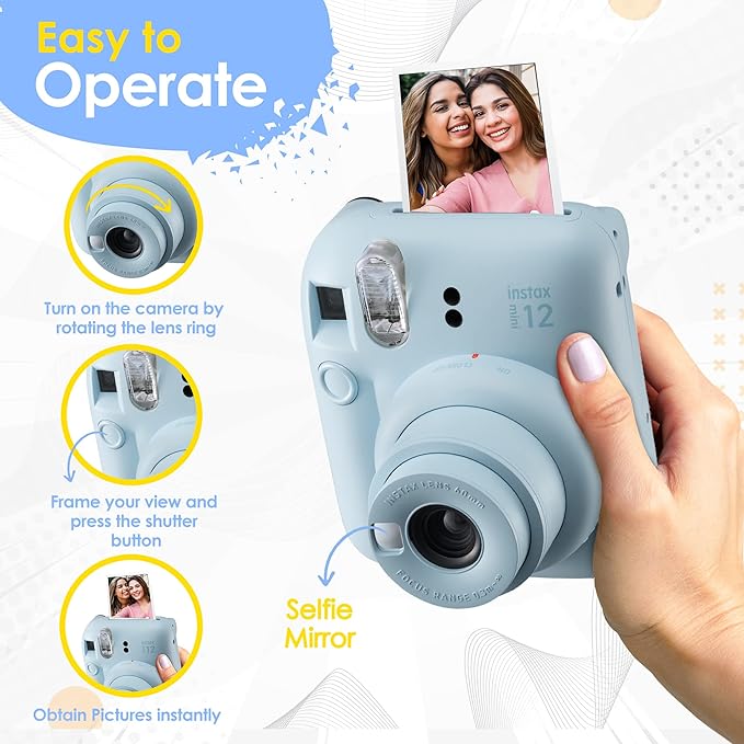 Fujifilm Instax Mini 12 Instant Camera Pastel Blue and Fuji Film Value Pack - Image 5