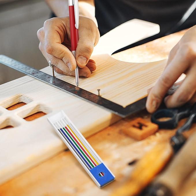 Spakon 60 Pcs 2.8mm Lead Refill Carpenter Construction Pencils Marker Lead Refills Dry Mechanical Woodworking Pencil Tools for Writing Drawing Drafting (Multicolor)