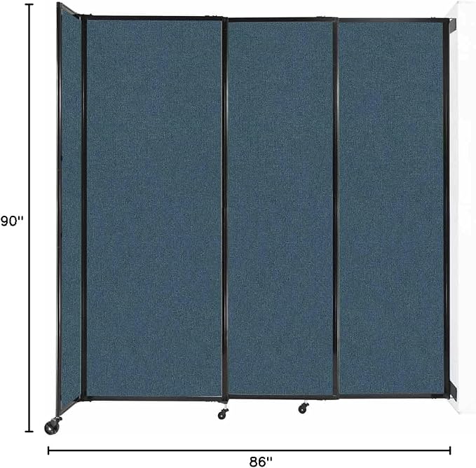 Wall-Mounted Sliding StraightWall Room Divider | Adjustable Widths | Locking Wheels | Room Separator | Up to 7'2" Wide x 7'6" Tall Caribbean Fabric Panels