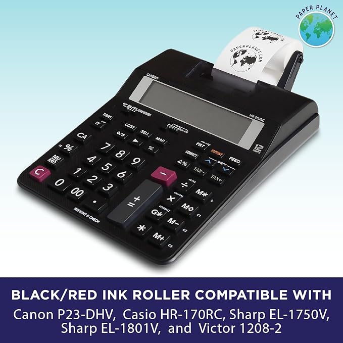 Red and Black Printing Calculator Ribbons Compatible with IR40T by Paper Planet | Replacement Adding Machine Ink Ribbon Compatible with Select Canon, Casio, Sharp, and Victor IR40T | 5 Pack
