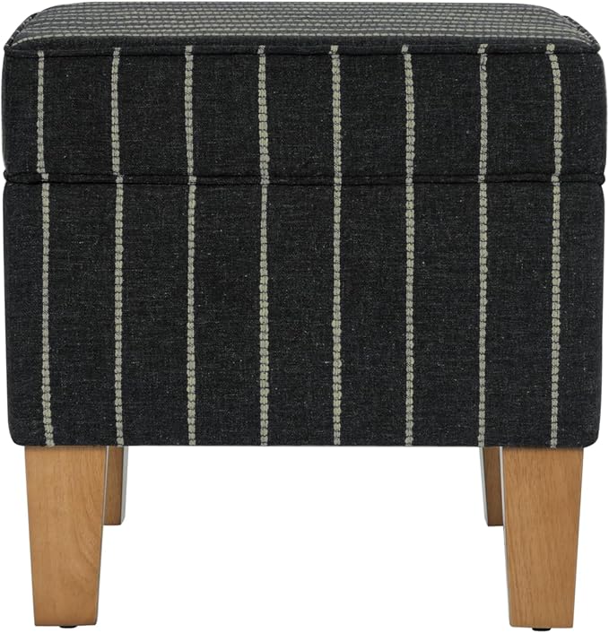 Home Decor | Dinah Collection Modern Storage Ottoman | Ottoman with Storage for Living Room & Bedroom(Black with Boucle Stripe)