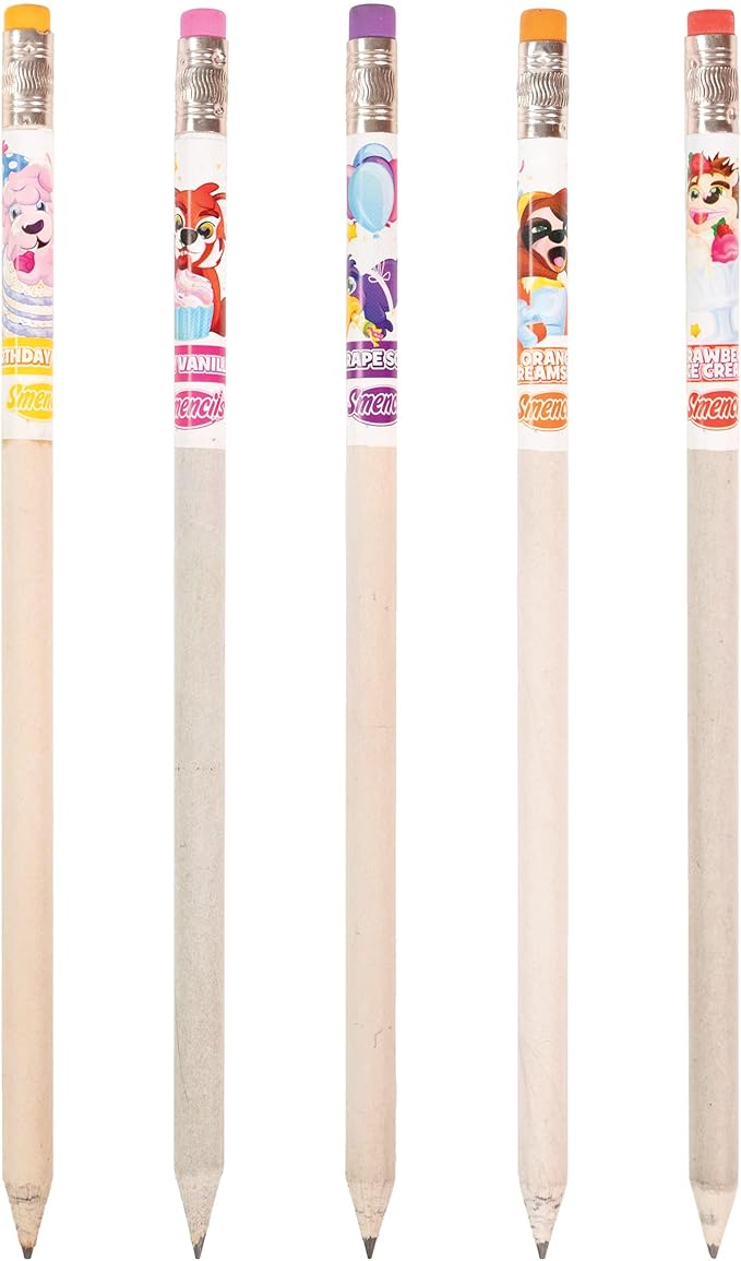 Party Animals Smencils Cylinder - HB #2 Patented Gourmet Scented Pencils, 50 Count, Gifts for Kids
