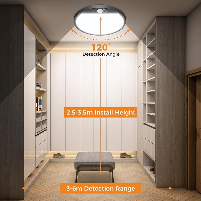 slochi 1Pack Motion Sensor Light Indoor Wired, 12 Inch 3000K/4000K/6500K Closet - Image 6
