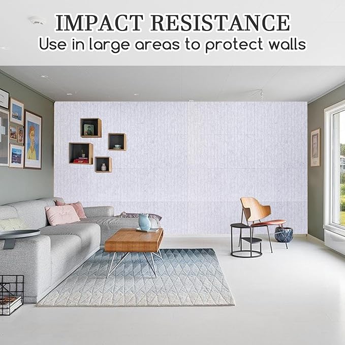 Large Cork Board Alternative, 12 Pack Felt Board with Safe Removable Adhesive Tabs Felt Wall Tiles, Large Cork Boards for Walls, Cork Board for Home Office, Pin Boards for Walls, Stripe Marble White