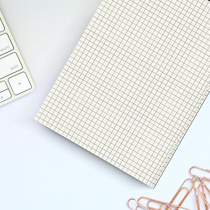 5 Pack A4 Graph Paper Pads, Quad Grid Paper Pad, 80 Sheets/Pad, Graph Paper Notebook for Office Supplies, Architects, White