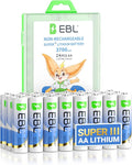 EBL AA Lithium Batteries 3700mAh, 24 Pack Non-Rechargeable 1.5V Longest Lasting by EBL