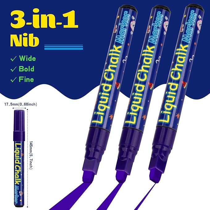 8 Pcs Liquid Chalk Markers - 7mm Assorted Colors, Washable Markers for Cars, Glass, Chalkboards, Posters, Business