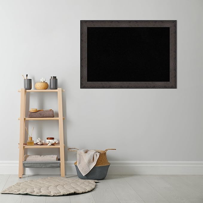 Amanti Art Black Cork Board for Wall, 29x41 Vision Board with Black Wood Frame, Large Corkboard Office Decor for Home Organization, Modern Corkboard Pinboard to Display Items for Home Organization in