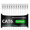 Yauhody CAT 6 Ethernet Cable 15ft 12-Pack White, High Speed Solid Flat CAT6 by Yauhody