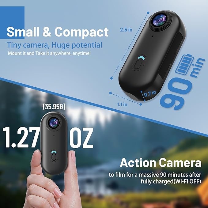 4K Mini WiFi Action Camera 64GB Thumb POV Portable Body Cam Wearable Video - Image 2