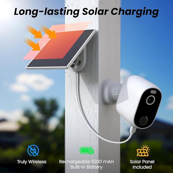 INFIYA Solar Camera Outdoor Wireless-2.4GHz Wi-Fi Outside Cameras - Image 3