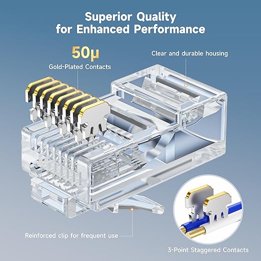 Cable Matters 50-Pack Cat 6 Pass Through RJ45 Connectors, 50µ Gold Plated - Image 4