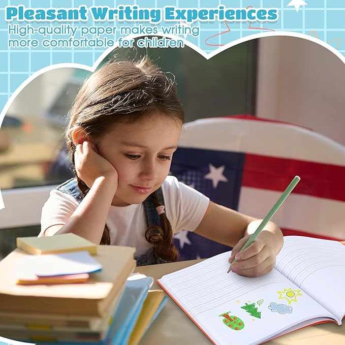 Henoyso 12 Pcs 120 Pages Primary Composition Notebooks K-2 9 3/4 x 7 1/2 Inch Journals Primary Journals Blank Books for Kids to Write Stories Kindergarten (Classic Color)