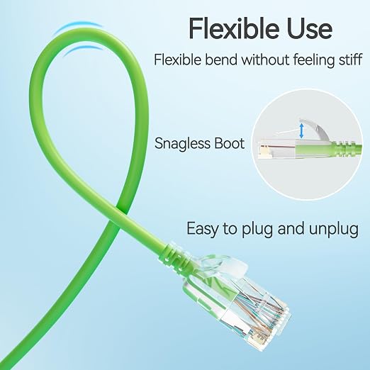 Cat6 Slim Patch Cables 0.5 Feet 10-Pack Green, Cat6a Patch Cables 10Gbps 550MHz - Image 5