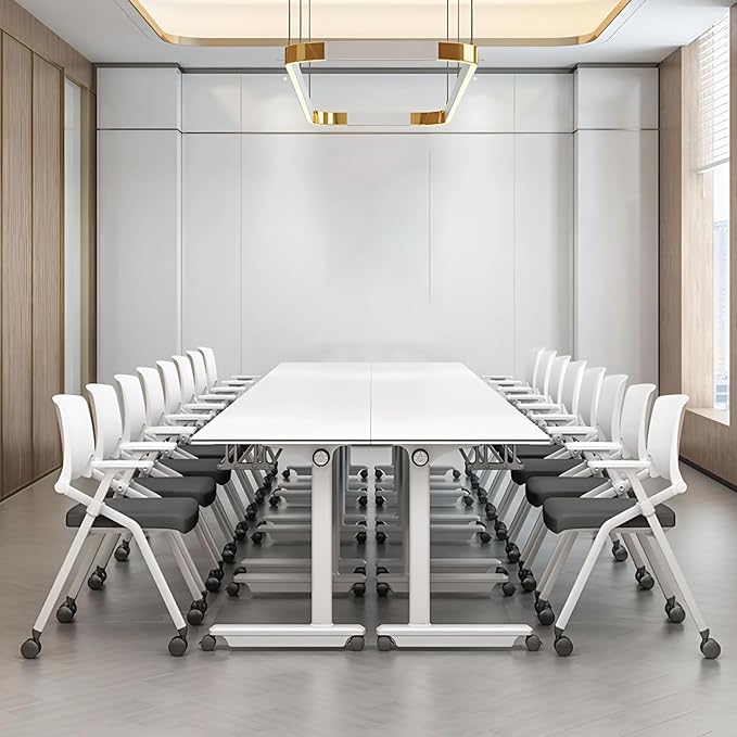 8Pack Conference Room Table, Folding Conference Table for Office Classroom, Mobile Training Tables with Casters Silent Wheels, Large Rectangular Convertible Modular Seminar Tables (L70.9in)