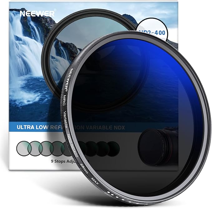 NEEWER 58mm Variable ND Filter ND2-ND400, Neutral Density Filter, Water and by Neewer