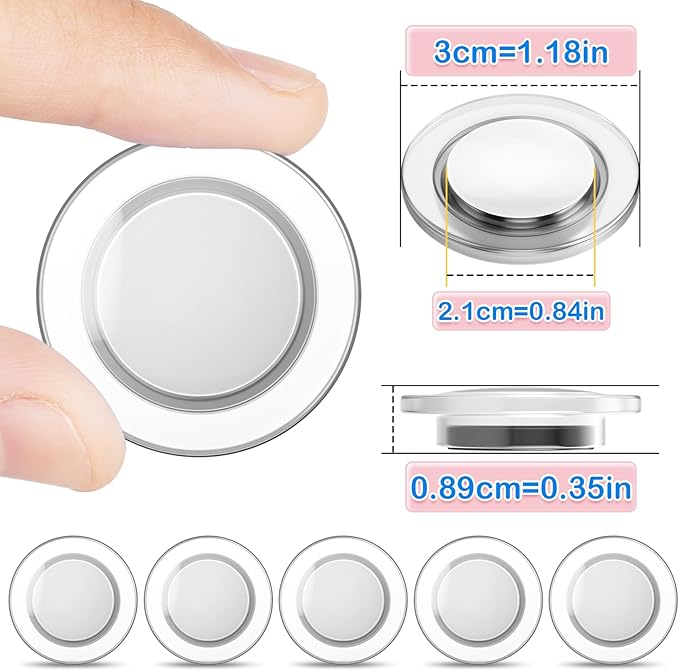 Grtard 45 Pcs Magnets for Whiteboard, Round Refrigerator Magnets Fridge Magnets Whiteboard Magnets, Dry Board Decorative Magnets Teacher Supplies for School, Home, Office (Clear, 3cm/1.18 inch)