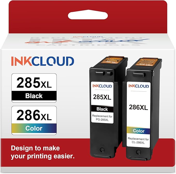 Higher Capacity PG-285XL CL-286XL Ink Cartridges Replacement for Canon PG-285 XL CL-286 XL 285 286 Combo Pack Compatible PIXMA TS7720 TR7820 TS7722 TR 7820 TS 7720Printers (BK 400pages CL, 400pages)