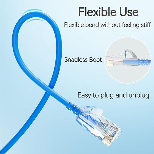 Cat6 Slim Patch Cables 14 Feet 10-Pack Blue, Cat6a Patch Cables 10Gbps 550MHz - Image 5
