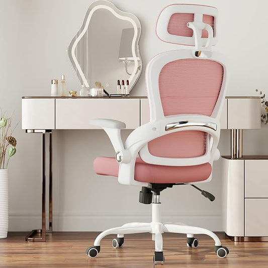 TRALT Office Chair - Ergonomic Office Chair with Back Support, Computer Chair - Home Office Desk Chairs, 330lbs Wide Seat Big and Tall Office Chairs with Headrest, Comfy Desk Chairs (Pink)