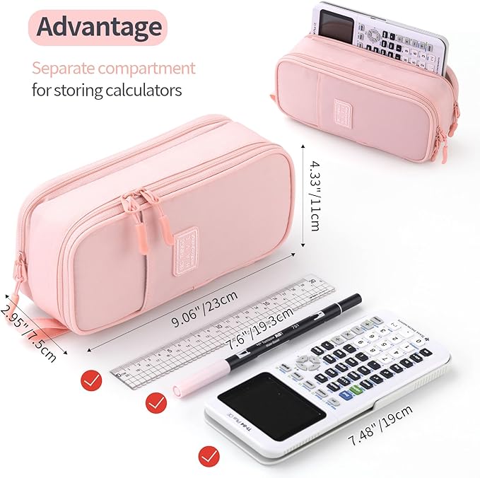 CICIMELON Large Pencil Case Big Storage Pen Pouch Bag with Compartment for School Supplies Office College Teen Boys Girls Adults, Upgraded Pink