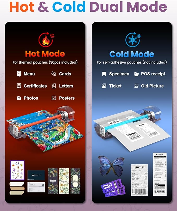 Office Presentation Laminator Machine 11x17 with Laminating Sheet A3/A4/A5, 3/5 Mil Thermal Cold Laminating Machine 13 inch Wide, 60s Warm-Up Lamination Machine, Personal Laminate Machine (Purple)